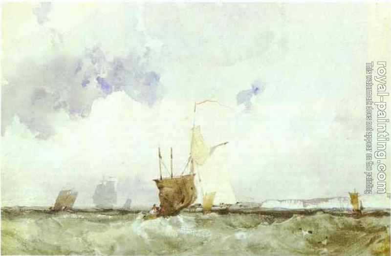 Richard Parkes Bonington : Vessels in a Choppy Sea